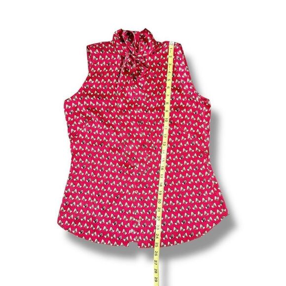 W by Worth Horse Head Equestrian Print 100% Silk Tie Neck Sleeveless Blouse S/4 - Picture 9 of 9